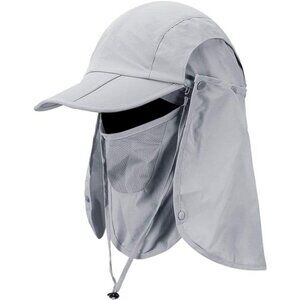 Foldable Sun Cap, Fishing Hats, UPF 50+ Protection Caps with Face Mask Neck Flap